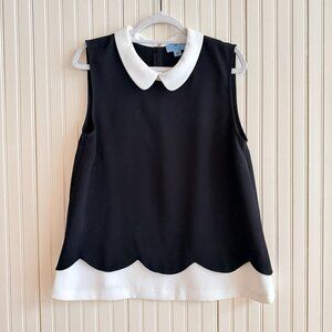 Cece Sleeveless Scalloped Hem Blouse classic peter pan collar contemporary chic